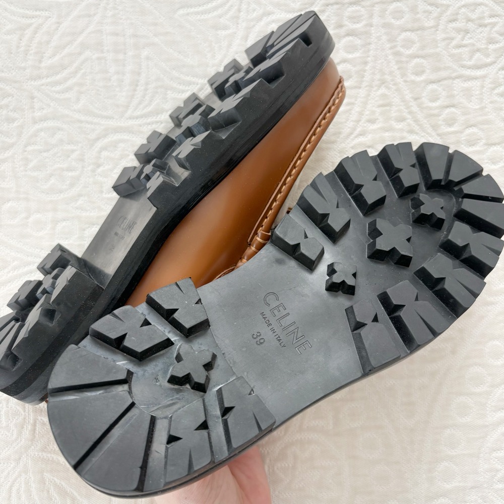 Celine Margaret‎ Triomphe Shearling Tassel Loafers Sz 39 - Picture 7 of 8